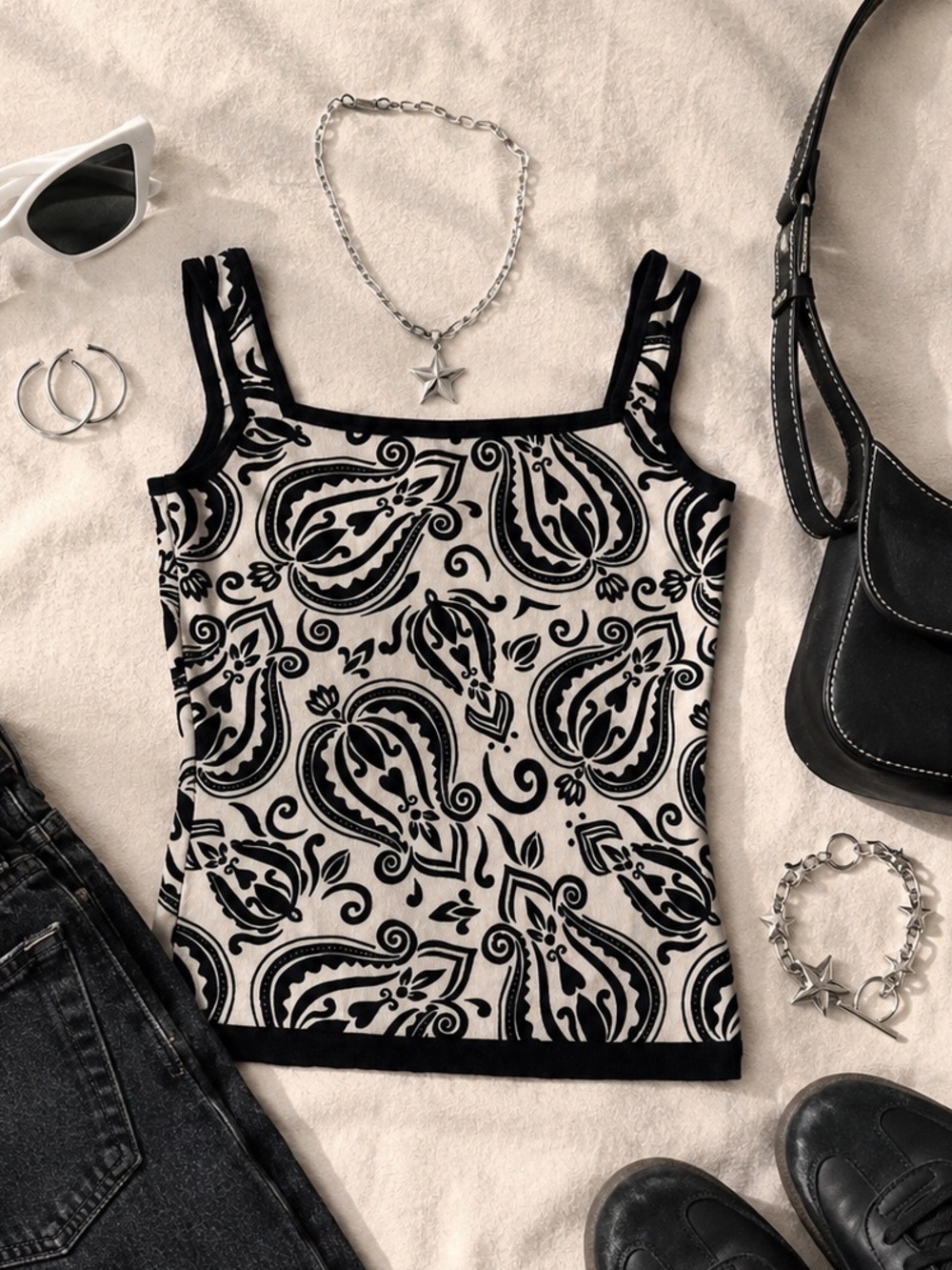 Grace the Perfect Fit Y2K Paisley Crop Tank Top Sz XXS
